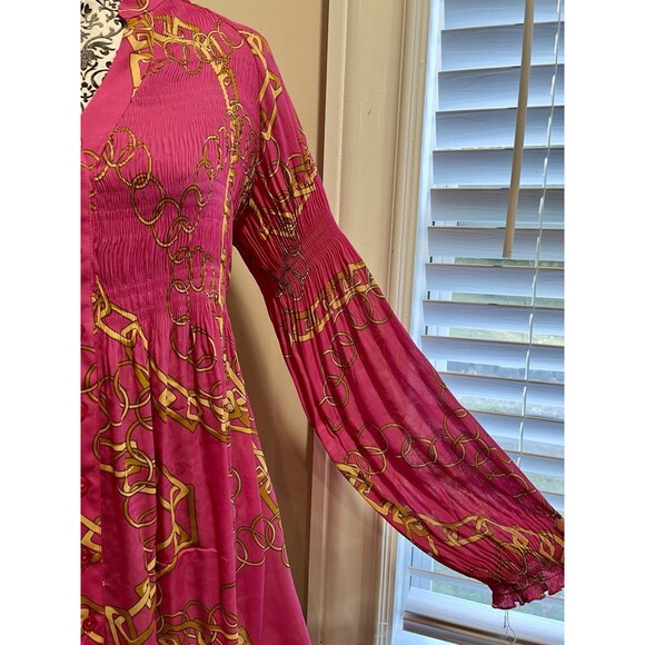 Y2K VTG 2000 Sheer Blouse Sunny leigh Womens L Fairy Core Equestrian Chain Pink - Picture 3 of 13
